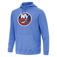 Men's Antigua Heather Royal New York Islanders Cloud Pullover Hoodie