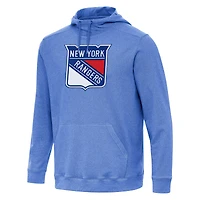 Men's Antigua Heather Royal New York Rangers Cloud Pullover Hoodie