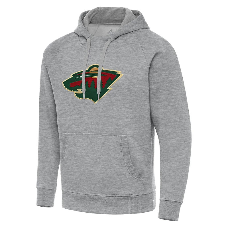 Men's Antigua Heather Gray Minnesota Wild Big & Tall Victory Pullover Hoodie