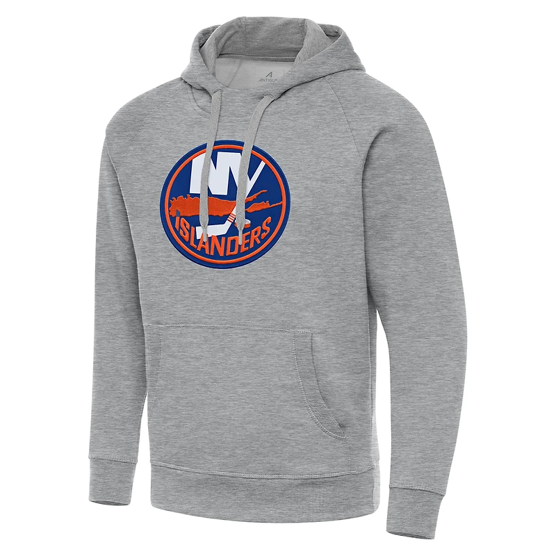 Men's Antigua Heather Gray New York Islanders Big & Tall Victory Pullover Hoodie