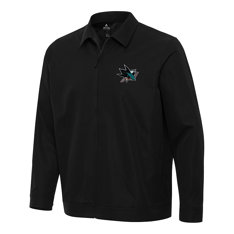 Men's Antigua Black San Jose Sharks Pivot Full-Zip Jacket