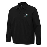 Men's Antigua  Black San Jose Sharks Pivot Full-Zip Jacket