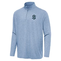 Men's Antigua  Heather Blue Seattle Kraken Hunk Quarter-Zip Top