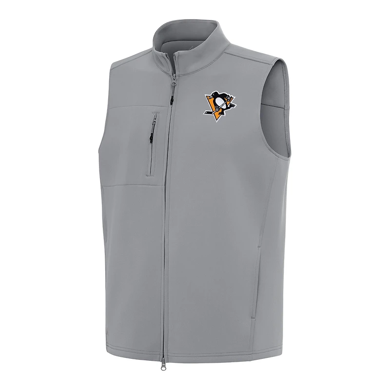 Men's Antigua Gray Pittsburgh Penguins Demand Full-Zip Vest