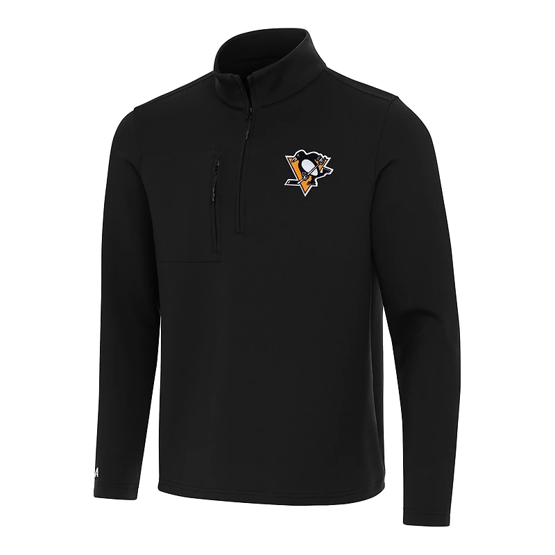 Men's Antigua Black Pittsburgh Penguins Insider Quarter-Zip Top