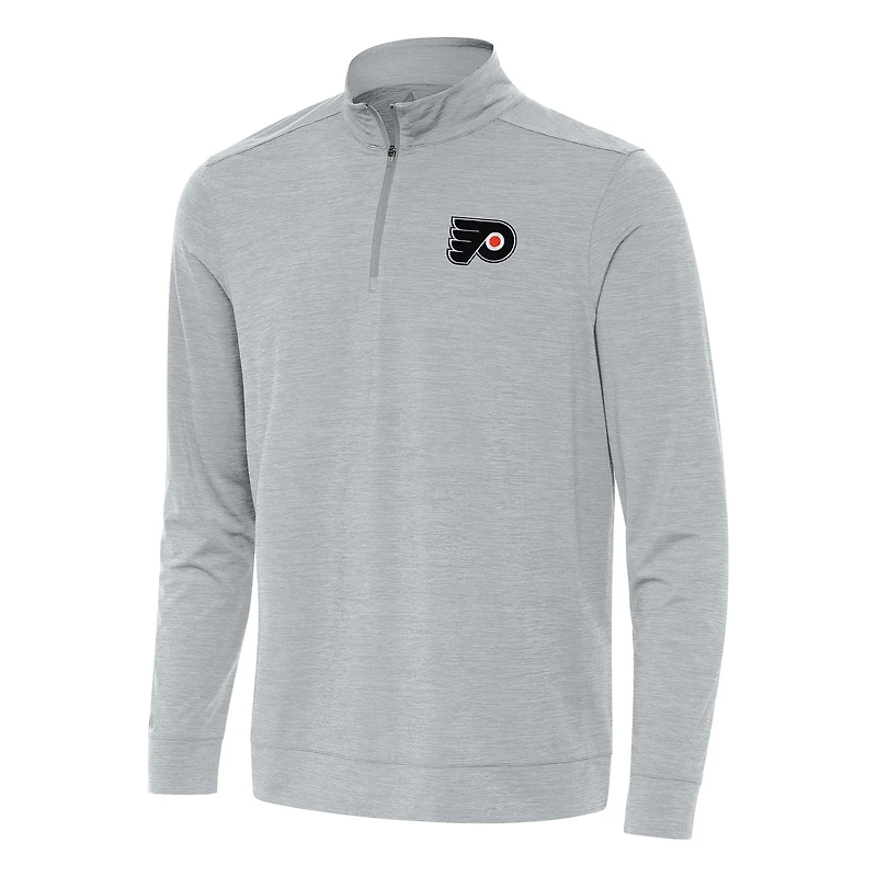 Men's Antigua Heather Gray Philadelphia Flyers Bright Quarter-Zip Top