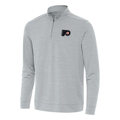 Men's Antigua Heather Gray Philadelphia Flyers Bright Quarter-Zip Top