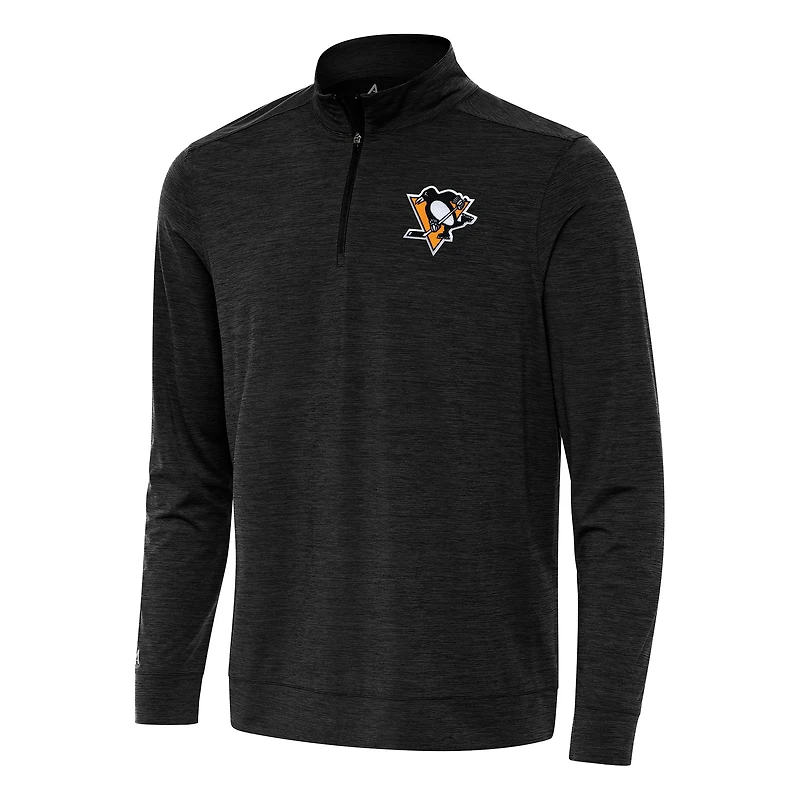 Men's Antigua Heather Black Pittsburgh Penguins Bright Quarter-Zip Top