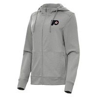 Women's Antigua Heather Gray Philadelphia Flyers Seeker Full-Zip Hoodie