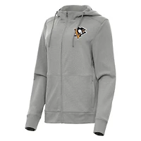 Women's Antigua Heather Gray Pittsburgh Penguins Seeker Full-Zip Hoodie