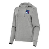Women's Antigua Heather Gray New York Rangers Justice Pullover Hoodie