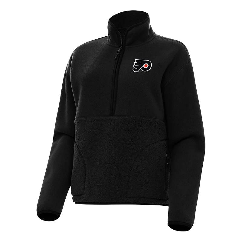 Women's Antigua Black Philadelphia Flyers Figure Half-Zip Pullover Sweatshirt