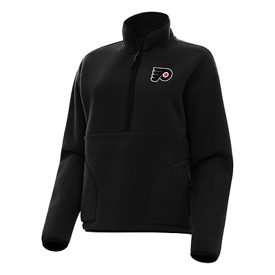 Women's Antigua Black Philadelphia Flyers Figure Half-Zip Pullover Sweatshirt