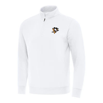 Men's Antigua  White Pittsburgh Penguins Victory Quarter-Zip Mock Sweatshirt