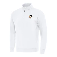 Men's Antigua  White Pittsburgh Penguins Victory Quarter-Zip Mock Sweatshirt