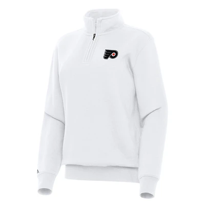 Women's Antigua White Philadelphia Flyers Victory Quarter-Zip Sweatshirt