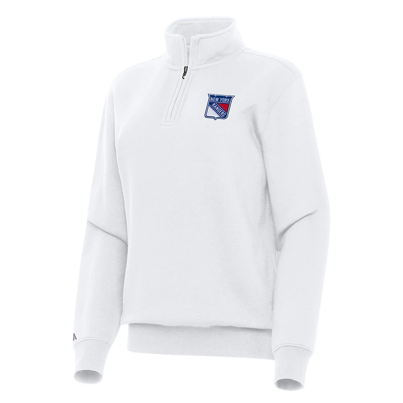 Women's Antigua White New York Rangers Victory Quarter-Zip Sweatshirt