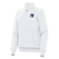 Women's Antigua White New York Rangers Victory Quarter-Zip Sweatshirt