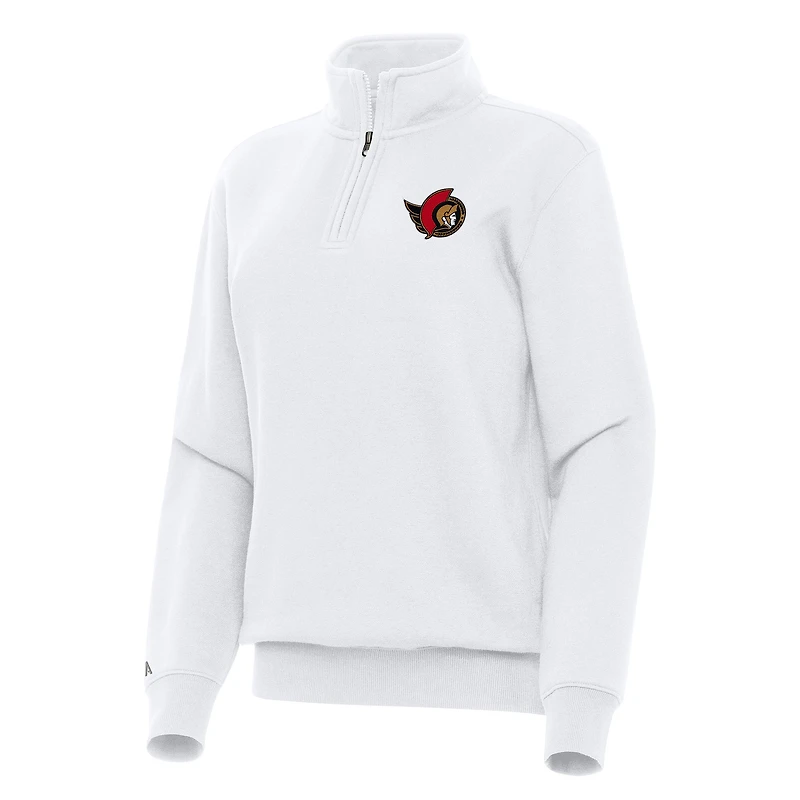 Women's Antigua White Ottawa Senators Victory Quarter-Zip Sweatshirt