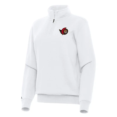 Women's Antigua White Ottawa Senators Victory Quarter-Zip Sweatshirt