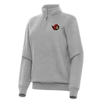 Women's Antigua Heather Gray Ottawa Senators Victory Quarter-Zip Sweatshirt