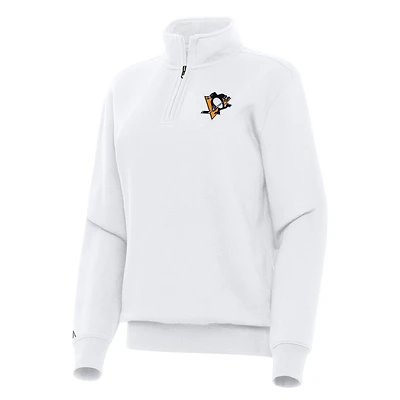 Women's Antigua White Pittsburgh Penguins Victory Quarter-Zip Sweatshirt