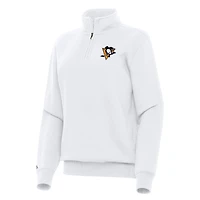 Women's Antigua White Pittsburgh Penguins Victory Quarter-Zip Sweatshirt