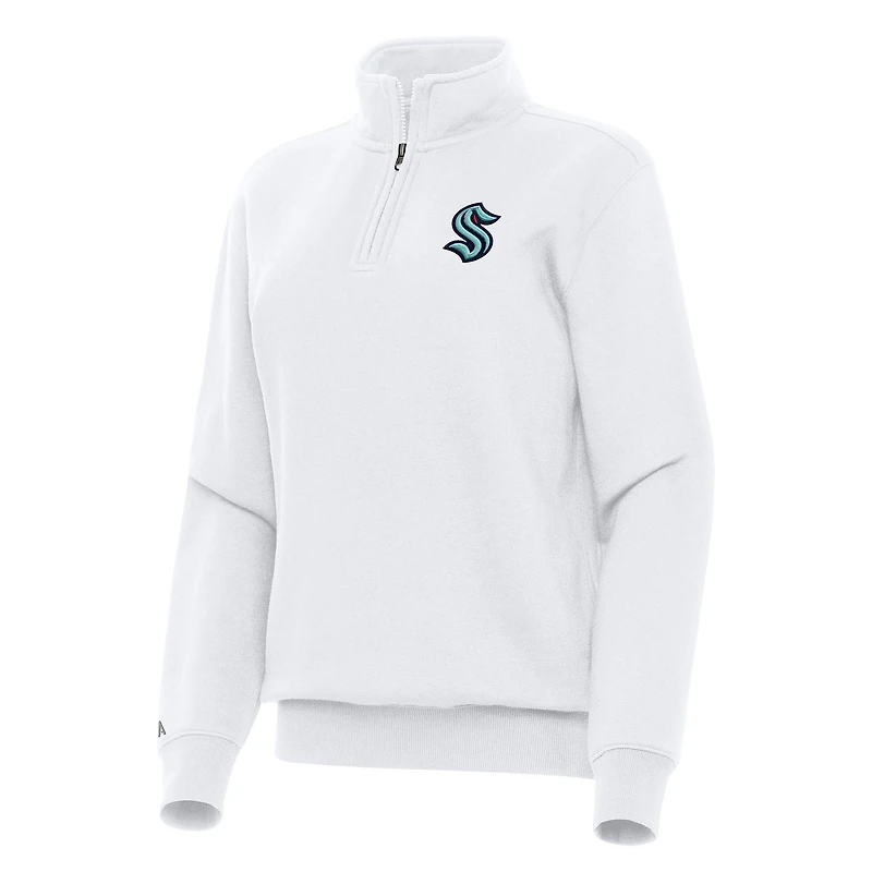 Women's Antigua White Seattle Kraken Victory Quarter-Zip Sweatshirt
