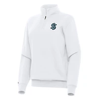 Women's Antigua White Seattle Kraken Victory Quarter-Zip Sweatshirt