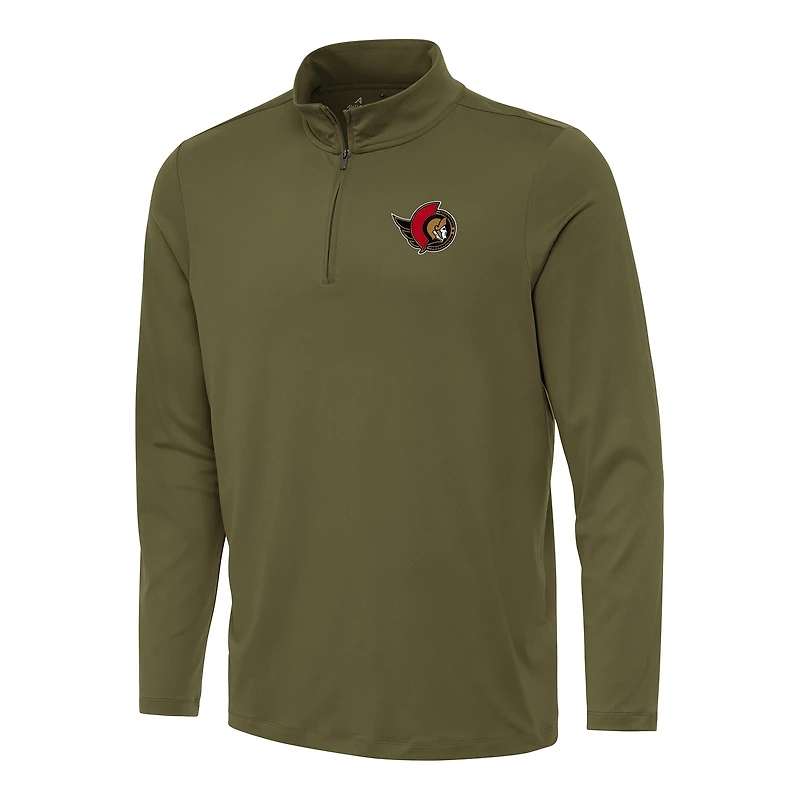 Men's Antigua Olive Ottawa Senators Reprocess Quarter-Zip Top