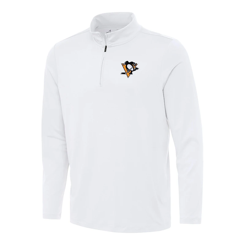 Men's Antigua White Pittsburgh Penguins Reprocess Quarter-Zip Top