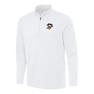 Men's Antigua White Pittsburgh Penguins Reprocess Quarter-Zip Top