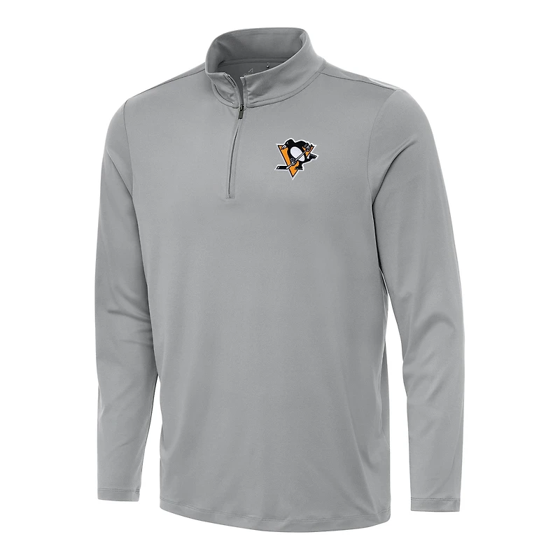 Men's Antigua Gray Pittsburgh Penguins Reprocess Quarter-Zip Top