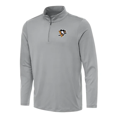Men's Antigua Gray Pittsburgh Penguins Reprocess Quarter-Zip Top