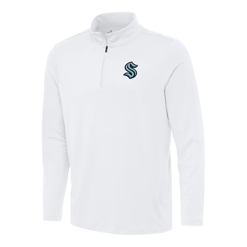 Men's Antigua White Seattle Kraken Reprocess Quarter-Zip Top