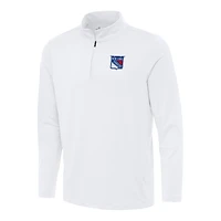Men's Antigua White New York Rangers Reprocess Quarter-Zip Top