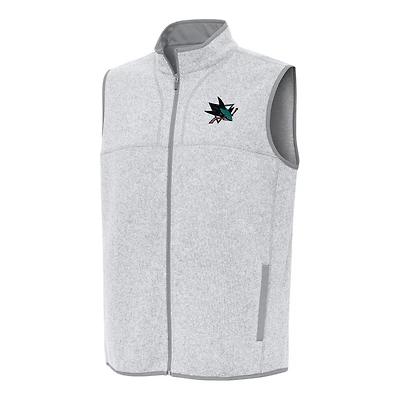 Men's Antigua Heather Gray San Jose Sharks Fortune Full-Zip Vest