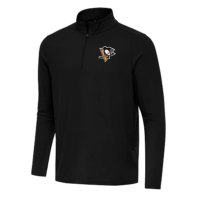Men's Antigua Black Pittsburgh Penguins Intent Quarter-Zip Top