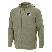 Men's Antigua Olive Philadelphia Flyers Effortless Full-Zip Hoodie Jacket