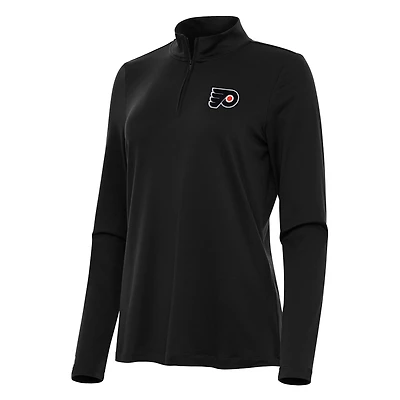 Women's Antigua Black Philadelphia Flyers Reprocess Quarter-Zip Top