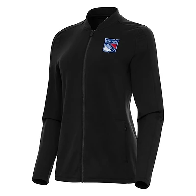 Women's Antigua Black New York Rangers Continual Full-Zip Jacket