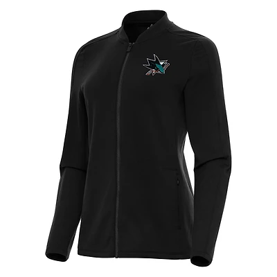 Women's Antigua Black San Jose Sharks Continual Full-Zip Jacket