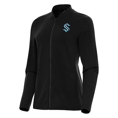 Women's Antigua Black Seattle Kraken Continual Full-Zip Jacket