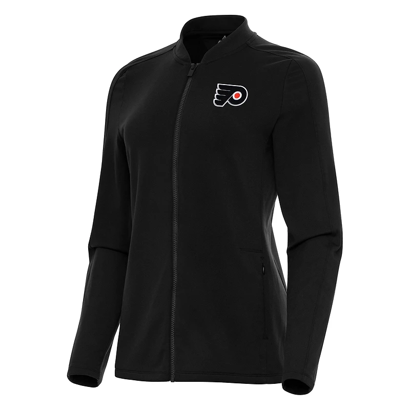 Women's Antigua Black Philadelphia Flyers Continual Full-Zip Jacket