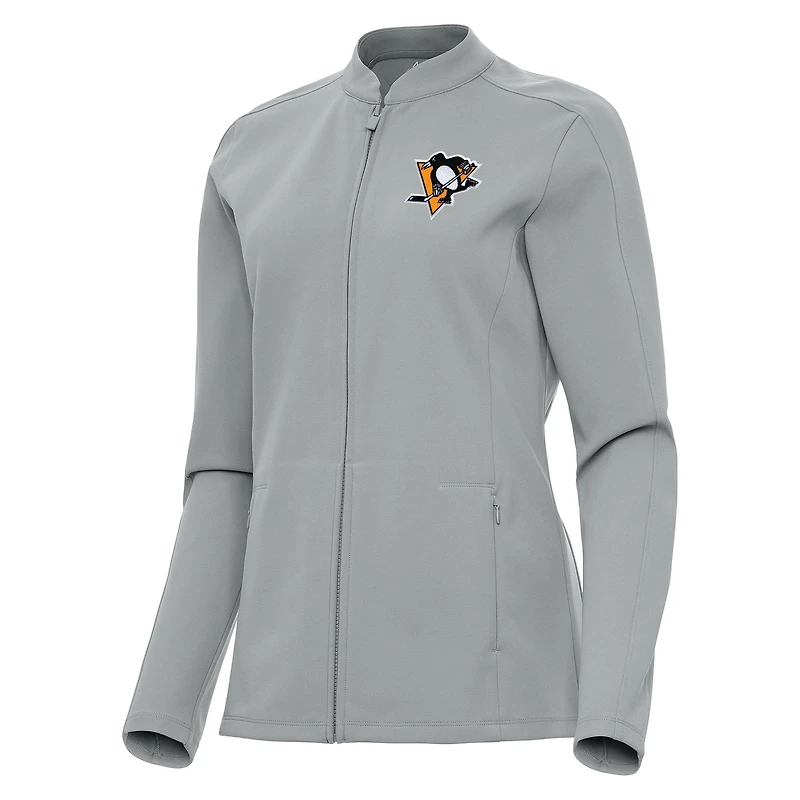 Women's Antigua  Gray Pittsburgh Penguins Regard Full-Zip Jacket