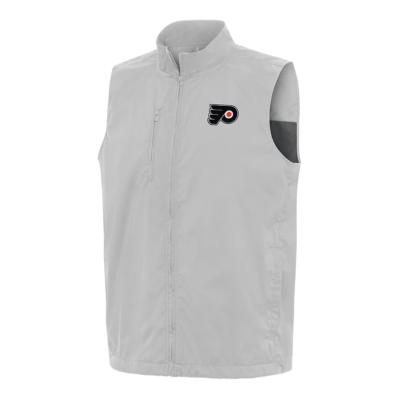 Men's Antigua  Heather Gray Philadelphia Flyers Brisk Full-Zip Vest