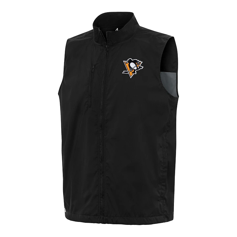 Men's Antigua  Black Pittsburgh Penguins Brisk Full-Zip Vest