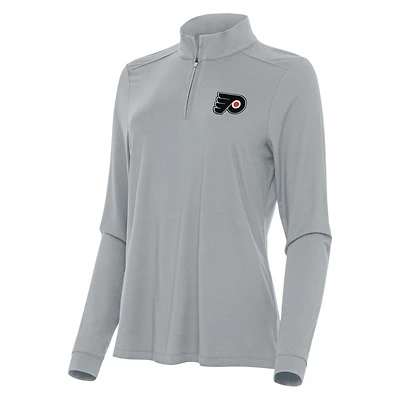 Women's Antigua Gray Philadelphia Flyers Intent Quarter-Zip Top