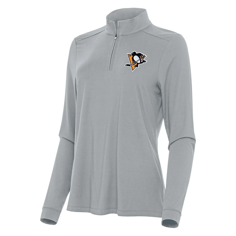 Women's Antigua Gray Pittsburgh Penguins Intent Quarter-Zip Top