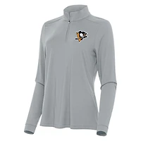 Women's Antigua Gray Pittsburgh Penguins Intent Quarter-Zip Top